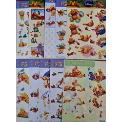 10x   Winnie the pooh  3DA4 Knipvellen voor kaarten maken of scrapbook