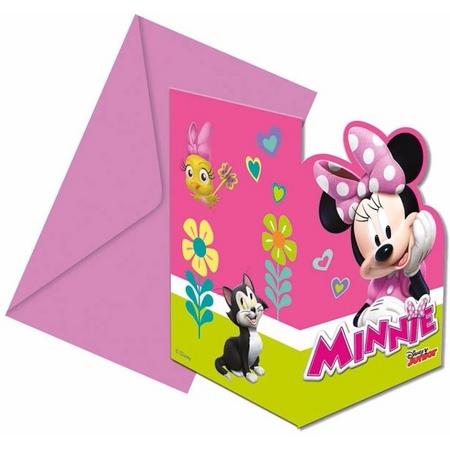12x Disney Minnie Mouse uitnodigingen voor een kinderfeestje/verjaardag - Minnie Mouse thema feestje