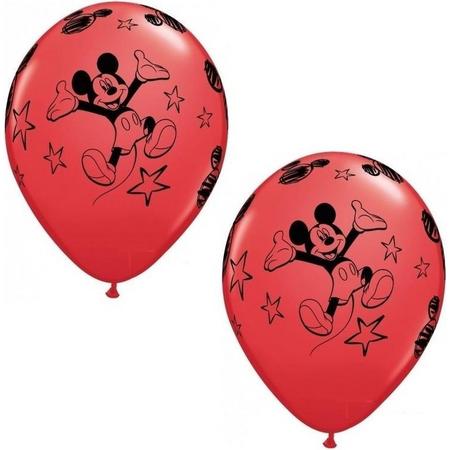 18x stuks Mickey Mouse thema party ballonnen - Kinderfeestjes feestartikelen versieringen
