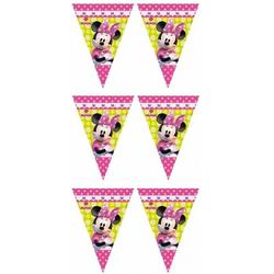 3x   Minnie Mouse vlaggenlijn themafeest 280 cm - Kinderfeestje partijtje feestslingers