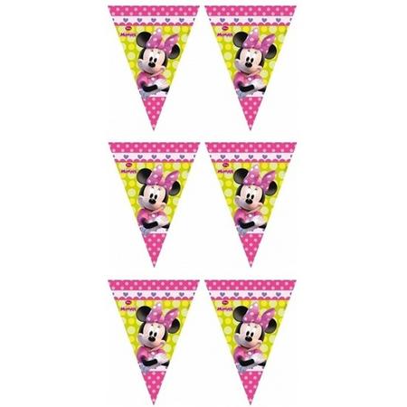 3x Disney Minnie Mouse vlaggenlijn themafeest 280 cm - Kinderfeestje partijtje feestslingers