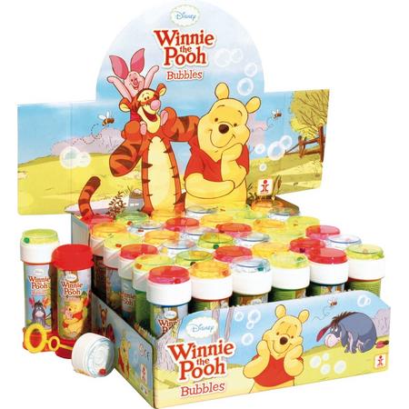 4x Winnie de Poeh bellenblaas flesjes met spelletje 60 ml voor kinderen - Uitdeelspeelgoed - Grabbelton speelgoed