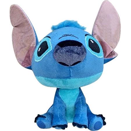 Disney - Lilo en Stitch - Knuffel - Stitch met Geluid - Extra groot Hoofd - Blauw - 30 cm