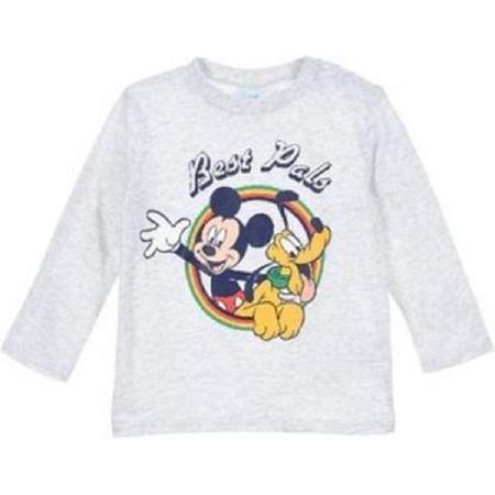 Disney - Mickey Mouse - baby/peuter - t-shirt - longsleeve - grijs - maat 12 maanden (74)