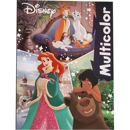 Disney - multicolor zwart - kleurboek met 32 paginas waarvan 17 kleurplaten en voorbeelden in kleur - Disney Classics - knutselen - kleuren - tekenen - creatief - verjaardag - kado - cadeau