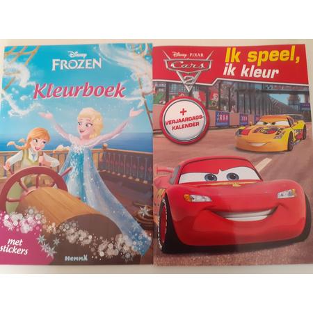 Disney Frozen kleurboek en Disney Cars Ik speel en ik kleur met verjaardagskalender