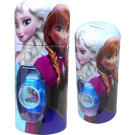 Disney Horloge & Spaarpot Frozen Meisjes 10 Cm Aluminium Roze/blauw