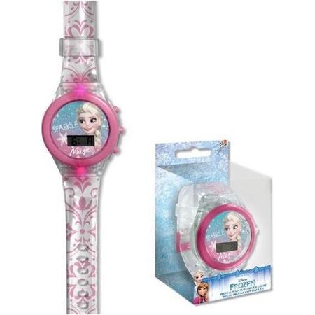 Disney Horloge Led Frozen Meisjes 15 Cm Pvc Transparant/roze