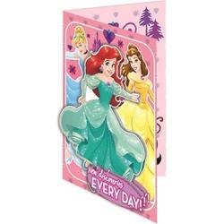 Disney Kaart Met Envelop Princess 3d Junior 20,5 Cm Roze