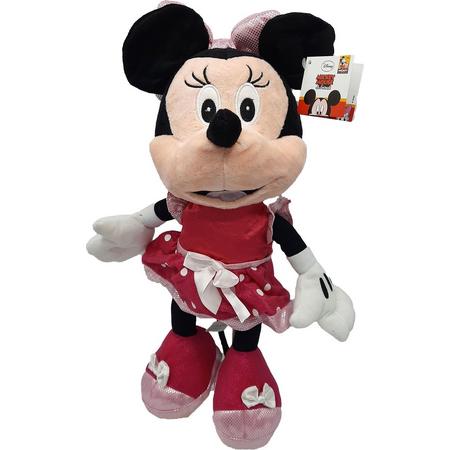 Disney Mickey Mouse & Friends - Minnie Mouse Knuffel met roze glitterjurk - 40 cm