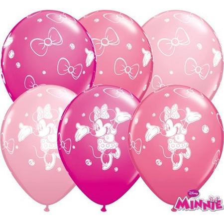 Disney Minnie Mouse dancing ballonnen licht roze - fuchsia - roze 6 st.