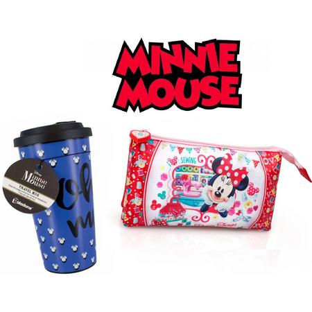 Disney Minnie Mouse speelgoed set - Minnie Mouse oren beker - Minne Mouse roze etui