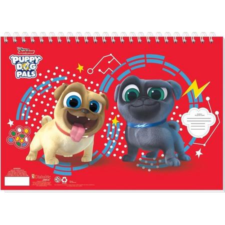 Disney Sticker- En Kleurboek Puppy Dog Pals 33 Cm Papier Rood