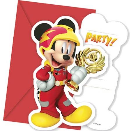 Disney Uitnodigingen Met Envelop Mickey Mouse Rood 6 Stuks