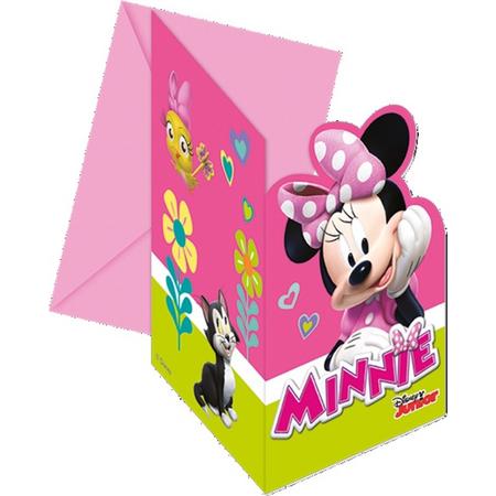 Disney Uitnodigingen Met Envelop Minnie Mouse Roze 6 Stuks