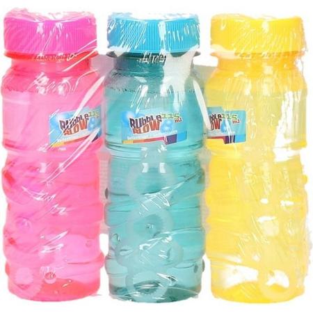 Gekleurde bellenblaas flesjes 12 stuks 115ml roze/blauw/geel