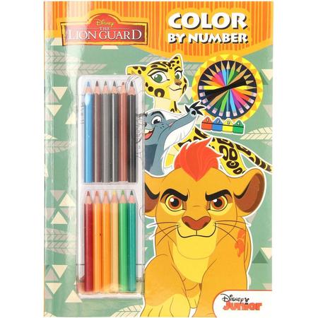 Kleurboek Lion King met 12 kleurpotloden - Kleuren op nummer