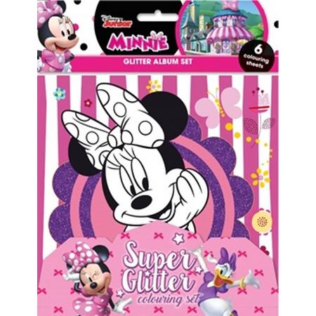 Minnie Mouse Glitter Album set - 6 kleurplaten met glitters - 21,5 x 27,5 cm