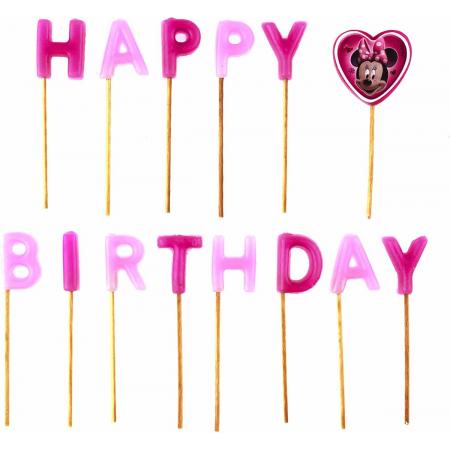Minnie™ Happy Birthday kaarsen - Feestdecoratievoorwerp