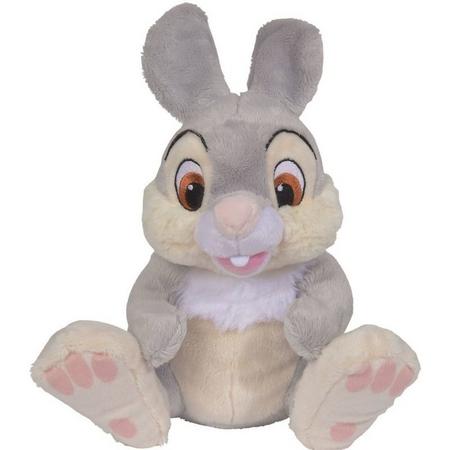 Pluche grijze Disney Stampertje konijn knuffel 24 cm speelgoed - Bambi - Konijnen cartoon knuffels - Speelgoed voor kinderen