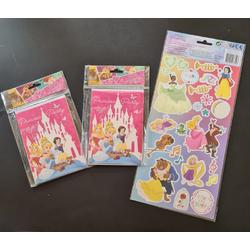 Uitnodiging kaarten  -prinsessen 10 stuks /  50 sticker (a)