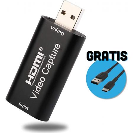 DJÉM® HDMI Capture Card - HDMI naar USB - Video Capture - Record direct met Gamen, Streamen, Video Bellen en Live Casts - Inclusief gratis USB naar USB-C