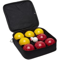 Bocce (als bowls en petanque) - Profi 10 cm - 8 kg in mooie draagtas - 4 gele en 4 rode ballen - afstandmeter