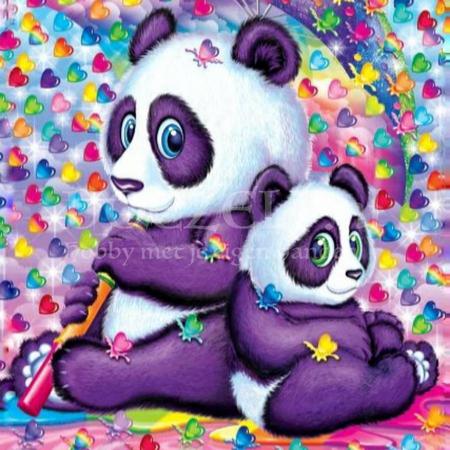 Mama en baby panda met hartjes - Diamond Painting 25x25 (Volledige bedekking - Vierkante steentjes)