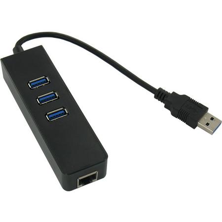 Dolphix USB naar RJ45 Gigabit LAN adapter met USB3.0 hub - 0,15 meter