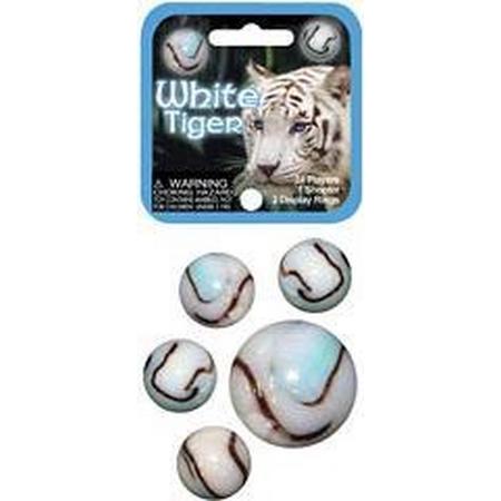 105x stuks witte tijger kleintje glazen knikkers met 5x een bonk - buitenspeelgoed - knikkeren