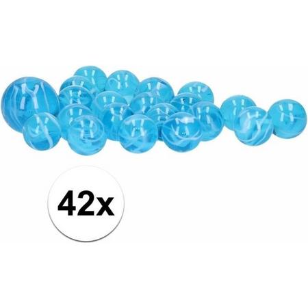 42x Sky blue knikkers in 2 netjes - buitenspeelgoed - knikkeren