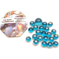 Aqua blauwe kristal knikkers 63 stuks - Buitenspeelgoed