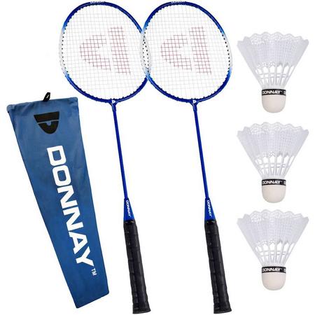 Donnay - Badmintonset Blauw (Tas 2 Rackets en 3 Shuttles)Donnay