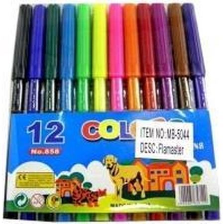 Doodadeals -12 Kleurstiften - Viltstiften - kwaliteit - dunne punt - voor kinderen als volwassenen - kleuren - stiften - tekenen - knutselen