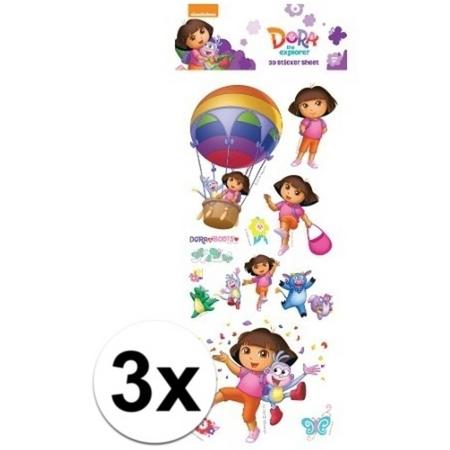 3x Stickervellen stickers 3D Dora