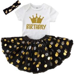 Verjaardag set-eerste verjaardag-birthday-kleedje-fotoshoot-cakesmash-first-kroon, Set Denise (mt 86)