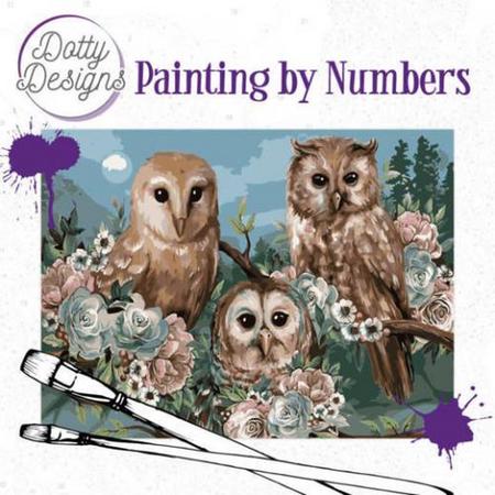 Dotty Designs Painting by Numbers - Romantic Owls 50x40cm ( met frame)