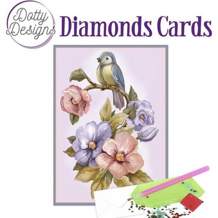 Dotty Design Diamond Painting Kaart Vogel en bloemen