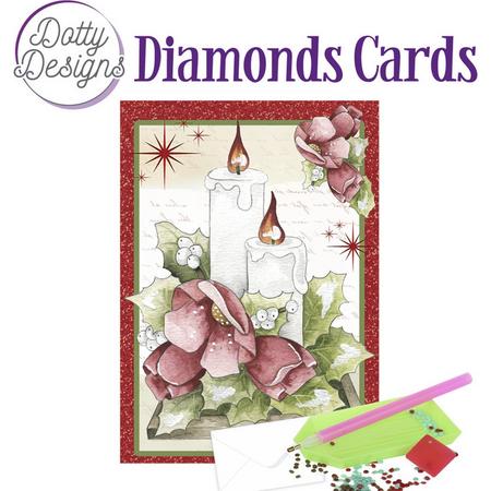 Dotty Designs Card - Candles and Red Flowers - diamond painting