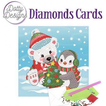 Dotty Designs Card - Kerstbeer met pinguin - diamond painting