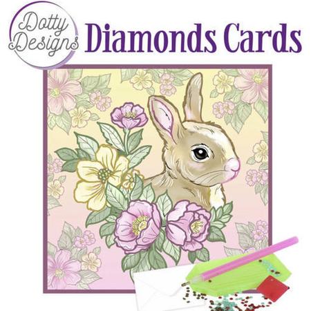 Dotty Designs diamond card - Rabbit - 15x15 cm