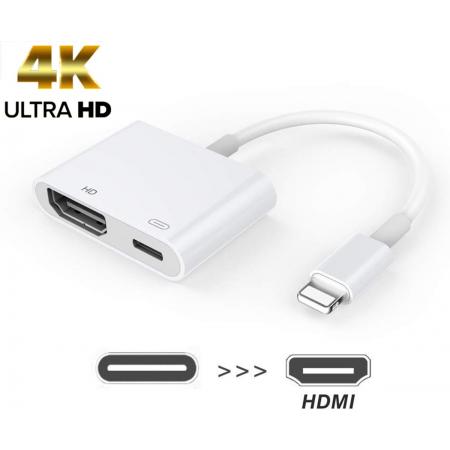 Apple Lightning naar HDMI 4K Adapter - 8 Pins Lightning Power Delivery - Douxe©