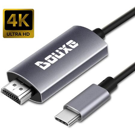 USB C naar HDMI adapter - USB C naar HDMI Kabel - 4K@60Hz - Kabellengte: 2.0M - Space Grey - Douxe