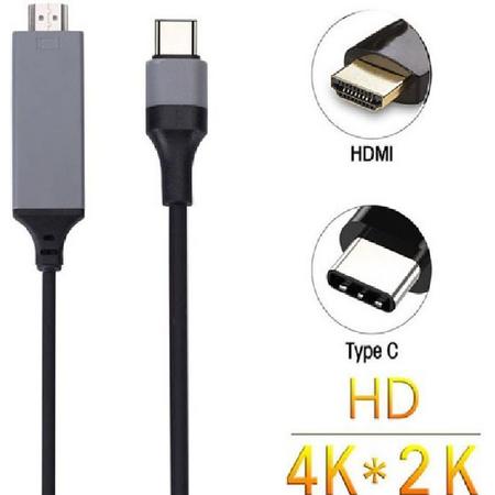 DrPhone - 4K x 2K 30hz (3840 x 2160 HD) TYPE C Premium HDMI Adapter USB C naar HDMI support 1080p - Alt DP Mode 2 Meter kabel