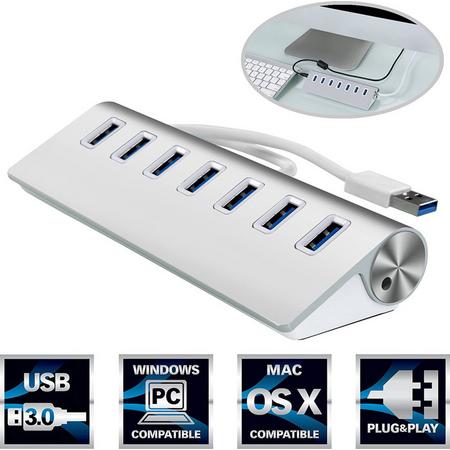 DrPhone - Aluminium USB Hub - 7 USB 3.0 poorten - Multi Adapter USB Stick / Printer / Muis / HDD Hardeschijf / Hub