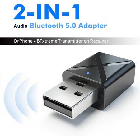 DrPhone -  Bluetooth 5.0 Ontvanger / Receiver Draadloze Audio Muziek Stereo adapter Dongle voor TV PC Bluetooth Speaker Hoofdtelefoon - BT5.0, A2DP, AVRCP  - Zwart