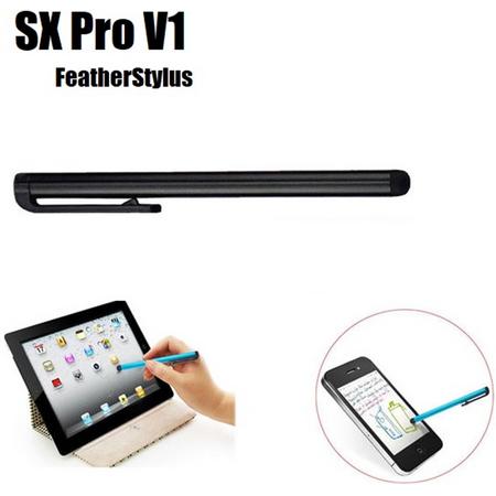 DrPhone - SX Pro V1 Universele Lightweight Feather Stylus Pen met clip - Geschikt voor Tablets en Smartphones - Universeel - Zwart