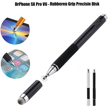 DrPhone - SX Pro V6 Stylus Pen met Side Grip - Precision Disc Capacitief - Geschikt voor Tablets zoals  Apple iPhone / Samsung Galaxy / iPad 2018 / Air / Samsung Tab 10.1 / 9.6 - Universeel - Zilver