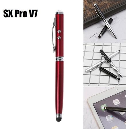 DrPhone - SX Pro V7 Universele Laser Stylus - 4 in 1 Stylus Pen - Balpen, Led lamp, Laserpointer, Stylus pen - Geschikt voor Tablets en Smartphones - Handig tijdens presentaties - Rood