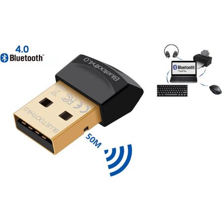 DrPhone B1 Pro - Mini Bluetooth 4.0 USB Adapter Dongle - 20 tot 50 Meter Bereik - Ondersteunt BLE - Geschikt voor o.a. Muis / Toetsenbord / Koptelefoon / Laptop / PC / Sluit o.a. een Apple Keyboard en meer!
